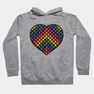 Messy Rainbow Checkered Heart Sticker Hoodie